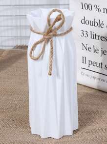 3pcs Minimalist Style Geometric Design Lace Up Decorative Vase With Tie Bow Bottle, Suitable For Modern Home Decor, Table Centerpiece, Bedroom Decor, Wedding Bridal Room, Holiday Party