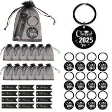 10 Sets Of 2025 Graduation Season Stainless Steel Keychain Friends Gifts With Candy Chocolate Snack Bags Thanks Tags Event Decoration Supplies