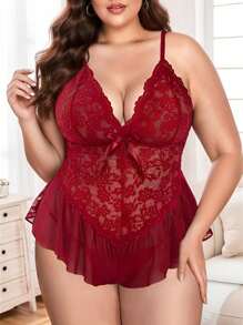 Lencería sexy de talla grande para mujeres: body de encaje, body de una pieza, babi-doll, camisón