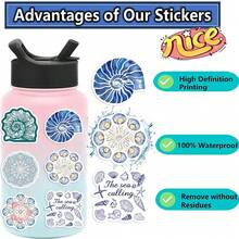 50PCS The Coastal Girl Stickers Vinyl Aesthetics Motivational Stickers Scrapbook, Journaling, Laptop, Bumper, Skateboard, Water Bottles, Computer, Phone, Cartoon, Hard Hat, Car Stickers - Blue - View 5