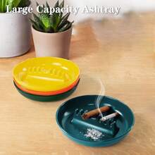 1pc Unbreakable Ceramic-Like Melamine Cigarette Ashtray, Suitable For Home, Office, Restaurant, Patio, Bar, 5 Color Options (Red, Blue, Yellow, Green, Black)