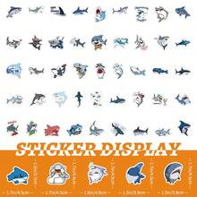 100张防水可爱小鲨鱼系列涂鸦贴纸，适用于吉他、滑板、手机壳、笔记本电脑、摩托车、汽车头盔、自行车等，创意DIY装饰贴纸，新年礼物，学习用品，返校剪贴簿用品，趣味贴纸，笔记本电脑贴纸，Kindle手机贴纸 - 彩色 - 查看 7