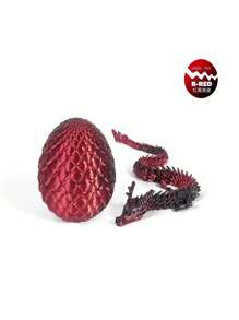 3D Printed Chinese Dragon Egg With Movable Joints - 11.8-Inch Dragon Flexible Statue, Color Series Home Office Decoration
