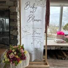 Individuell bedruckter Stoffhintergrund, geeignet für Dusche oder Geburtstagsparty Dekoration, Stoffbegrüßungsschild, personalisiertes Hochzeit Willkommensschild, minimalistischer Stil Schild, Hochzeit Willkommensbanner, moderne Hochzeit Willkommen Kulisse, Abschlussgeschenk, personalisierte Abschlussdekoration, Abschlussschild