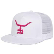 1pc Men's R Bull Head Embroidered Letter Snapback Hat, Street Fashion Casual Cap, Great For Spring, Autumn, Travel, Vacation