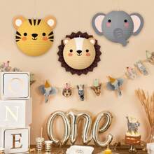 3 piezas de linternas de papel con diseños de animales de dibujos animados, linternas colgantes de papel con tigre, león y oso de la selva para fiestas de cumpleaños, decoración de baby shower, Navidad
