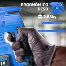 Seokiwi Martillo Inalámbrico,2600W Taladro Rotomartillo SDS-PLUS Inalámbrico,Herramienta Eléctrica Multiusos 4 en 1 con 2 Baterías de 3.0 Ah, Rotomartillo Cincelador y Bolsa de Almacenamiento. - Azul - Ver 2