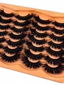 14 Pairs Natural Looking Soft Fluffy 3D Russian Volume Mink False Eyelashes, Dramatic Messy Full Lash Strips, 10-18mm Length, Reusable For Bold Eye Makeup, Suitable For Daily Wear And Holiday Parties, Great As A Gift, Beginner Friendly - 眼尾拉長款 - 查看 5