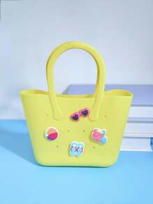 1 Pezzo Nuova Decorazione Vita Marina Borsa Tote In Silicone Cava, Borsa Genitore-Bambino Fai Da Te, Borsa Telefonica Forata, Borsa Da Spiaggia, Borsa A Mano, Borsa Maternità, Adatta Per Uscite