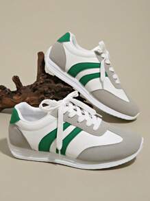 Damen Multifunktional Lässig Sneaker, wasserdicht rutschfest leicht zu reinigen Rundkopf Niedrig-Top bequeme vielseitige kleine weiße Schuhe, Farbblock, Sport Lässig Schuhe, Retro Schuhe, rot, grün, gelb, Größe 35-43 Große Größen