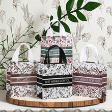 12 قطعة/مجموعة أكياس قماش غير منسوجة مزخرفة بزهور، أكياس هدايا للعطلات، أكياس تغليف لحفلات عيد الميلاد، أكياس مبطنة، أكياس زخرفية، أكياس مقاومة للماء، أكياس تسوق