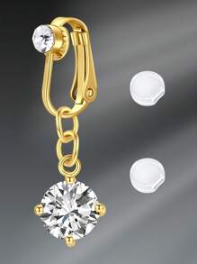 Fake Belly Piercing Fake Belly Ring For Women Fake Belly Button Piercing Clip On Belly Button Rings Fake Navel Ring Non Piercing Faux Belly Piercing Jewelry Dangle Non Piercing Fake Belly Piercing Jewelry, Clip On Earrings Non - Piercing Ears Cuff Set Stainless Steel Silver Gold CZ Fake Helix Cartilage Clip On Wrap Earrings Set For Women Non - Piercing Adjustable Ear Clip Without Ear Hole