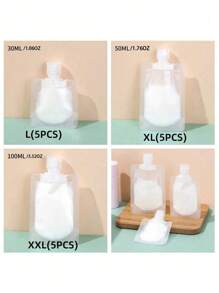 1/5/10 Piezas Juego de bolsas planas recargables para viaje para dispensar champú, lociones y cosméticos de 30ml/50ml/100ml. Organizador de viaje adecuado para el cuidado de la piel, apto para el hogar, vacaciones, días festivos, estilo bohemio