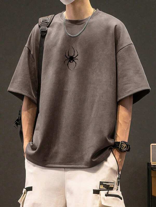 1pc Boys/Teenage Boys Fashionable Casual Hip Hop Suede Short Sleeve Top For Summer