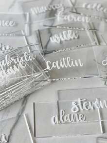 10/20PCS Clear Acrylic Place Cards Blank Wedding Name Plate Handwritten Name Tag For Wedding DIY Table Setting Banquet Reception Birthday Party,2.95 X 1.77 Inches - Clear - View 6