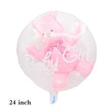 New 24 Inch Transparent Teddy Bear Ball With Aluminum Film Balloon, BABY Teddy Bear Set, Birthday Party Decoration