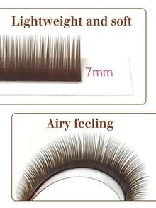 FOXYMEI 12排棕色下睫毛J/B/C卷曲彩色下睫毛延长5-7毫米高品质单根睫毛进口材料超薄自然假睫毛适用于沙龙使用