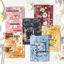 20 Sheets Floral Dream Sticker Book - Dual-Material PET & Washi Stickers, Vibrant Flower Designs For DIY Journal, Scrapbook, Laptop, Water Bottle & Skateboard, Matte Finish, Self-Adhesive, Scrapbook Stickers