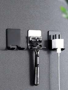 خطافات حائط بلاستيكية لحامل ماكينة الحلاقة/الشفرة، 2 قطعة، متعددة الوظائف بدون ثقب، حامل شفرة وحامل هاتف/حقيبة، عودة إلى المدرسة