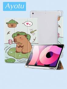 Ayotu IPad 9th/8th/7th Gen 10.2" & New IPad 10th Gen Capybara Pattern Protective Case, Auto Wake/Sleep, Drop Protection, Pencil Slot, Suitable For Birthday, Wedding, Holiday Gifts - Multicolor - View 3