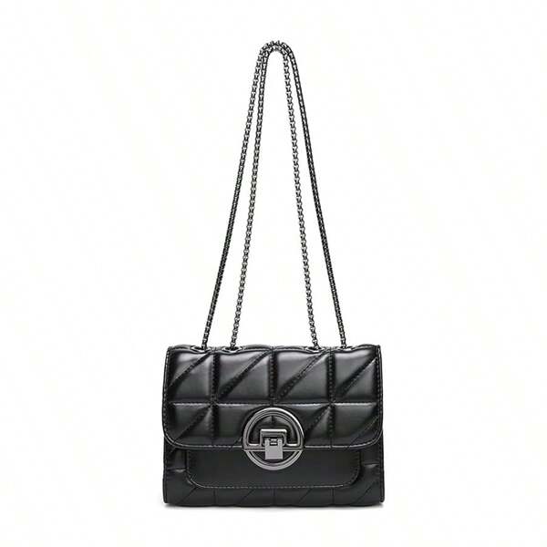 2025 New Korean Version Rhombus Pattern Round Lock Casual Chic Large Capacity Women Crossbody Shoulder Bag