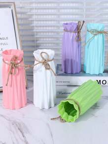 3pcs Minimalist Style Geometric Design Lace Up Decorative Vase With Tie Bow Bottle, Suitable For Modern Home Decor, Table Centerpiece, Bedroom Decor, Wedding Bridal Room, Holiday Party