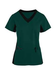 (Four-Piece Set) Scrubs Uniform Women's Running Matte Elastic Sports Nurse  Uniform Wash Clothes Work Clothes Breathable Scrub Shirt - Đỏ - Xem 5