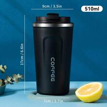 1pc/510ml Portable Latte Coffee Cup, Travel Drinking Cup, Stainless Steel Iced Tea Cup, Insulated Flat Bottom Cup, Insulated Water Bottle, Double-Wall Stainless Steel Insulated Cup, Vacuum Flask With Anti-Slip Shell, Travel, Portable European High-End Delicate Latte Cup For Men And Women, High-End Portable Cup - Suitable For Milk, Coffee, Tea, Juice