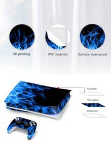6pcs Blue Flame P5 Game Console Skin Stickers, Dustproof And Wear-Resistant