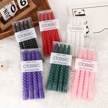 4pcs Modern Minimalist Spiral Taper Candles, 20cm High, Multiple Colors Available, Unscented, Suitable For Holiday Parties And Home Decor Gift Box, Create Festive Atmosphere, Applicable For Weddings, Thanksgiving, Halloween, Easter And Other Holidays, Also Can Be Used As Tabletop Decor, Birthday Parties, Romantic Candles, Unisex Gifts, Outdoor Picnics, Emergency Lighting Candles. - Multicolor - View 1