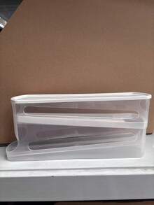 Automatic Egg Flipping Egg Rack, Two-Layer Refrigerator Door Egg Storage Box, Fresh-Keeping PP Material Kitchen Essential Space-Saving Container - White - View 10