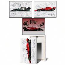 1 pièce/3 pièces Affiches d'art mural en option Cadre Pop Design de course Dessin F1 Cadeau de course cool garçon Décoration Offre Impression sur canevas d'affiche Peinture vintage Fond de chambre à coucher bar Décoration intérieure populaire