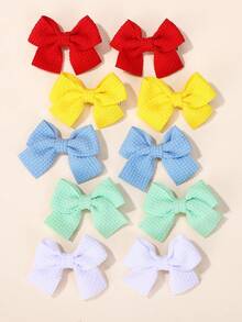 bilicaca 10Pcs/Set New Cute Ribbon Bowknot Hair Clips For Kids Handmade Baby Girls Hair Accessories - Multicolor - View 4