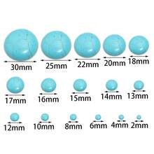 10pcs/Pack Natural Round Shape Blue Turquoise Gemstone Cabochons, Multiple Styles & Sizes, Vintage Chic Handmade DIY Jewellery Decor Stones, Suitable For Necklace Rings Bracelet Jewelry Making - Round - View 7