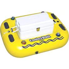 Floating Cooler Raft/ Cooler Tube Float, Fits Full Size Ice Chest + Cupholders - Yellow - View 1