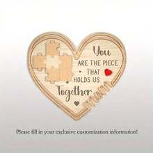 1PC Customized Content, Personalized Mom Puzzle Heart Sign, Gifts For Mom, Mother's Day Selection, Mother's Day Gifts Laser Cut Files, Wood Craftsmanship, Delicate Small Ornaments Personalized Mother's Day Puzzle Sign - Black - View 11