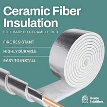 Rollo de envoltura aislante de fibra cerámica para tubería de agua exterior Home Intuition de 3"*25'- Cinta aislante para tubería resistente hasta 2300°F para envolver tuberías calentadas en el exterior - 1 - Ver 2