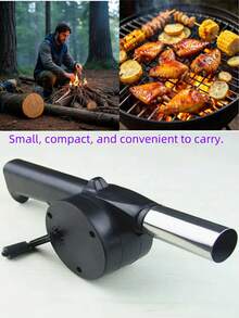 1pc Hand Operated Barbeque Bellows, Charcoal Grill Blower Tool For BBQ - Black - View 8
