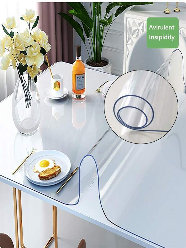 1 Piece Of Transparent PVC Tablecloth Protective Film, 1.0mm Thick, Waterproof, Oil Resistant, And Heat-Resistant Table Cover, Suitable For Dining Tables, Coffee Tables, Computer Desks, Coffee Tables, And Writing Desks.