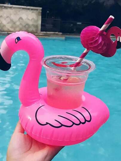 4 قطع حامل شراب نفاخ من البولي فينيل كلوريد بتصميم البلبل، مناسب لحوامل المشروبات العائمة وحوامل الهواتف