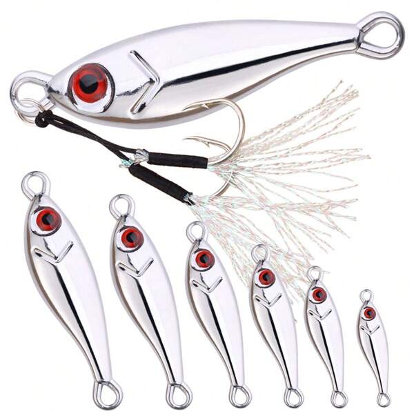 HENGJIA 2 pièces/LOT Leurre Métallique Jig 7g 10g 15g 20g 30g 40g 60g Cuillère Tournante 3D Œil Couleur Équipement de Pêche à la Mouche Popper Crochet Leurre Nageur
