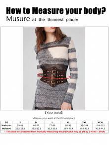 1 件女士棕色街头风格双排扣性感宽腰带，适合万圣节派对、聚会或日常通勤装 - 棕色 - 查看 6