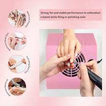 带过滤器的高吸力低噪音指甲集尘吸尘器，USB供电专业美甲清洁工具，美甲设备 - 粉色 - 查看 8
