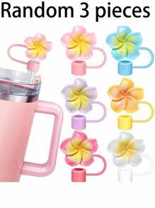 1 pieza/Set de 6 tapas con diseño de flores para cubrir pajitas de 30 y 40 onzas, tapas de silicona reutilizables para pajitas de 10 mm, tapas antipolvo para pajitas, tapas simples para la punta de la pajita, accesorios para tazas, regalo del Día de la Madre