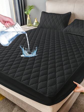 1 pezzo lenzuolo con angoli impermeabile, biancheria da letto, lenzuolo con angoli, coprimaterasso, protettore per materasso, biancheria da letto morbida e confortevole per camera da letto, coprmaterasso impermeabile con tasche profonde di colore solido, decorazione per la casa, copriletto goffrato a rombi, adatto per tutte le stagioni, per letti singoli/gemelli/matrimoniali, ideale per camera da letto, camera degli ospiti, per il Ramadan, Pasqua, festa della mamma, regalo perfetto per le vacanze