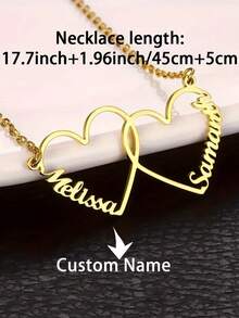 Customized Necklace, Can Customize 1-5 Names, Multi-Heart Pendant Necklace, English Family Name Necklace, Stainless Steel Jewelry For Women, Romantic Personalized Font Pendant Necklace, Valentine's Day Gift, Classic & Elegant, Suitable For Giving To Family, Best Friends, As School Supplies, Back To School Gift, Office Supplies, School Supplies, Classroom Supplies, Teacher Gift, College Gift