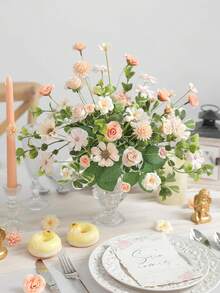 100个香槟色人造迷你花头，丝绸人造梅花头，仿真牡丹玫瑰雏菊花头，适用于DIY花环、蛋糕、婚礼、派对、毕业典礼、帽子、鞋子、花瓶装饰、秋季装饰 - 100PCS 香檳色 - 查看 10