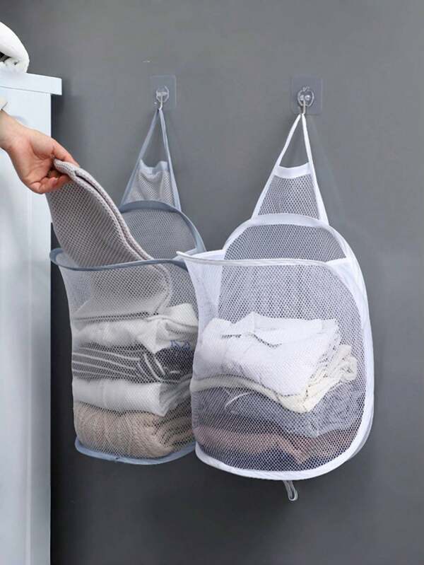 1pc Kids Hanging Storage Bag With Hook, Waterproof Dirty Clothes Laundry Basket, Foldable Cloth Organizer Bag For Children Room, Bedroom, Balcony, Dorm