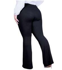 Flare Leggings Plus Size Bell Bottom Thick Ballerina Zero Transparency High Waist - 黑色 - 查看 3