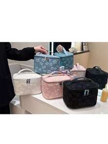 1pc Customized Embroidered Cosmetic/Toiletry Bag, Large Capacity Makeup Pouch, Bridesmaid Gift Bag - Multicolor - View 5